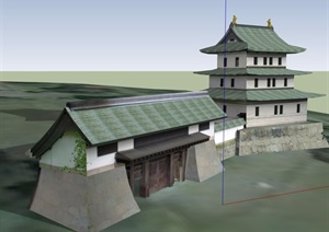 中式古典寺庙建筑设计SU(草图大师)模型