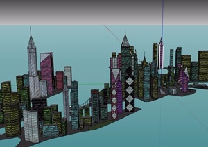 某城市详细经典完整的综合楼群设计SU(草图大师)模型