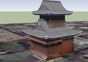 古典中式详细寺庙SU(草图大师)模型