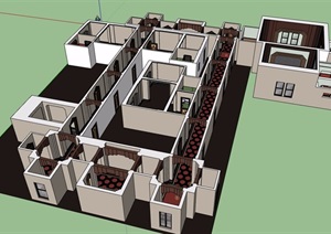 现代室内酒店空间SU(草图大师)模型