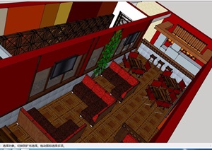 现代风格餐饮空间室内设计SU(草图大师)模型