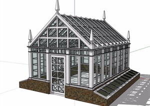 某屋顶玻璃房建筑SU(草图大师)模型