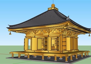古典中式风格旅游宫殿建筑SU(草图大师)模型