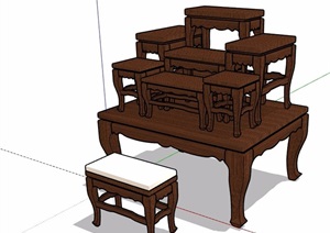 欧式风格住宅室内桌子SU(草图大师)模型