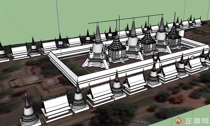 东南亚风格旅游寺庙建筑素材su模型