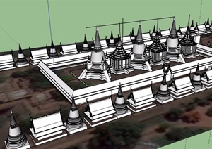 东南亚风格旅游寺庙建筑素材SU(草图大师)模型