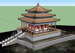 某古典中式风格宫殿建筑SU(草图大师)模型