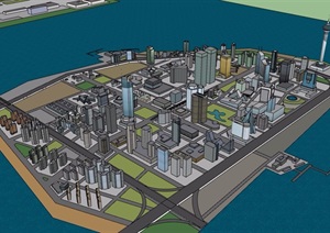 某滨海城市建筑详细景观设计SU(草图大师)模型