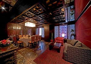 中式风格餐厅室内设计图纸及效果图