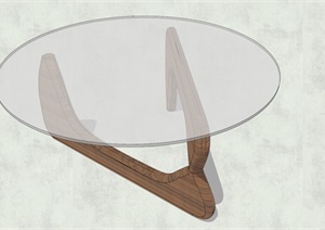 精致简约特色圆形玻璃茶几设计SU(草图大师)模型