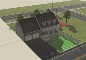 英式风格私人住宅建筑SU(草图大师)模型