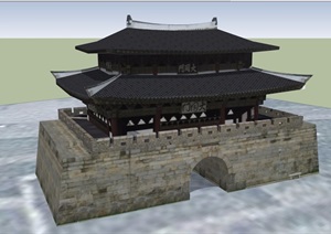 古典中式风格旅游区城门建筑SU(草图大师)模型