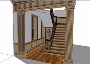欧式风格建筑室内楼梯设计SU(草图大师)模型