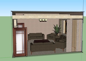 住宅现代室内客厅空间SU(草图大师)模型