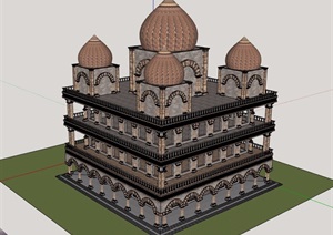 欧式风格详细完整的宫殿建筑SU(草图大师)模型