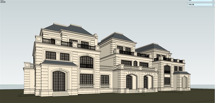 法式风格高层住宅 别墅建筑设计su模型