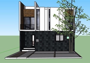 现代二层私人别墅设计SU(草图大师)建筑模型