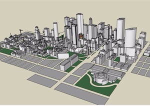 某现代综合城市体建筑SU(草图大师)模型