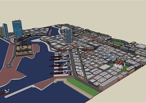 滨海城市综合建筑楼群设计SU(草图大师)模型
