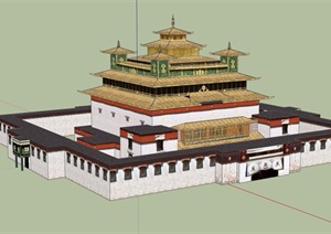 古典风格详细寺庙SU(草图大师)模型