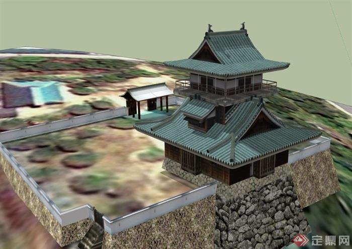 古典中式旅游寺庙su模型