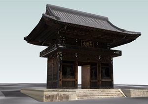 古典风格大门建筑SU(草图大师)模型