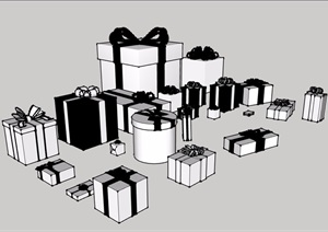 多个礼物盒素材设计SU(草图大师)模型