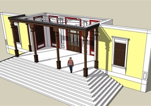 现代风格建筑门廊设计SU(草图大师)模型