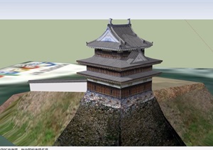 古建寺庙建筑楼设计SU(草图大师)模型