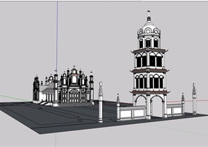 欧式风格独特教堂设计SU(草图大师)模型
