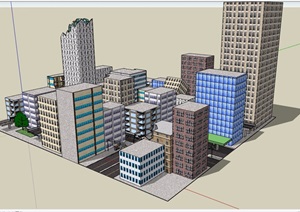 地震过的城市建筑素材设计SU(草图大师)模型
