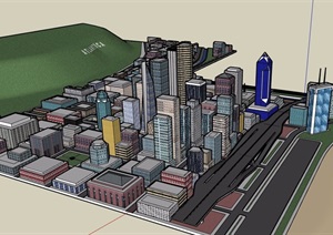 现代风格城市部分综合体建筑SU(草图大师)模型