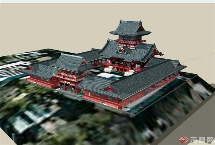 古典风格寺庙设计su模型