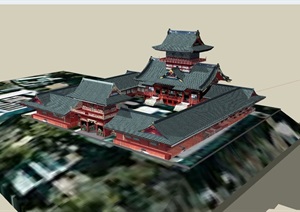 古典风格寺庙设计SU(草图大师)模型