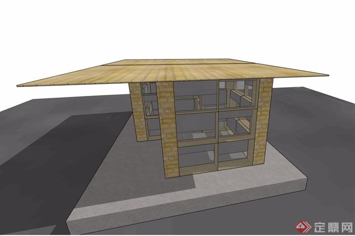 现代风格单层休闲区建筑su模型