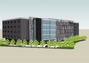 现代风格银行大厦建筑楼设计SU(草图大师)模型