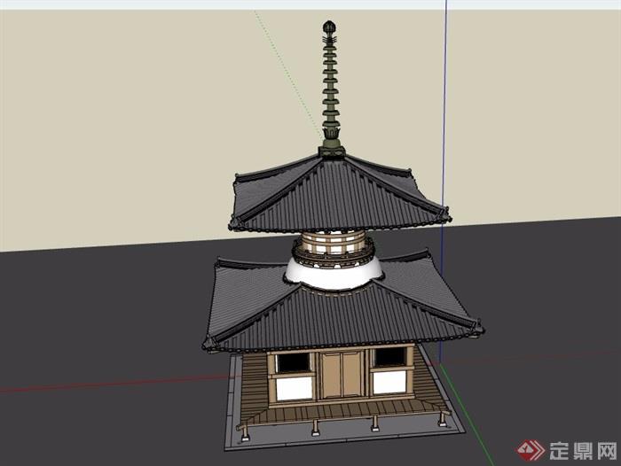 寺庙古建筑素材设计su模型