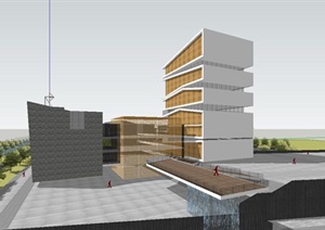 坡地高差中式禅意园林式开放交互立体交通空间校园规划砖瓦竹石材料教学楼设计