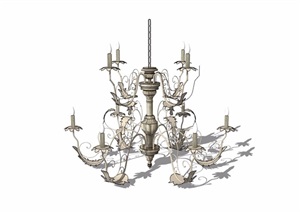 欧式风格详细经典的室内吊灯设计SU(草图大师)模型