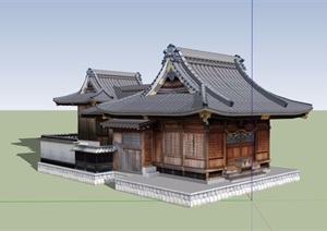 古典中式详细寺庙建筑素材SU(草图大师)模型