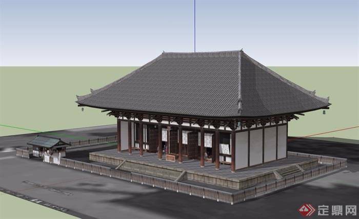 某寺庙独特详细建筑su模型