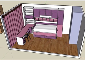 现代简单的卧室空间素材设计SU(草图大师)模型