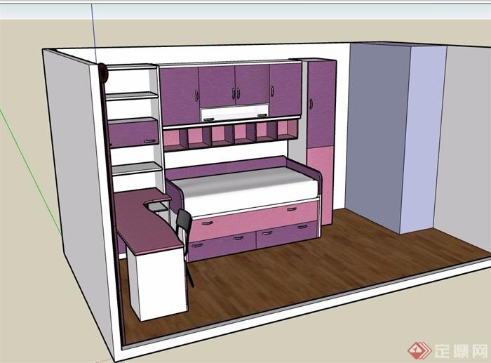 现代简单的卧室空间素材设计su模型