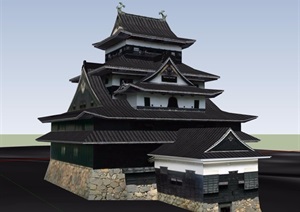 古典中式风格多层旅游寺庙SU(草图大师)模型