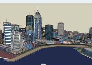综合城市建筑楼群设计SU(草图大师)模型