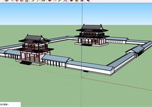 某详细寺庙独特建筑SU(草图大师)模型