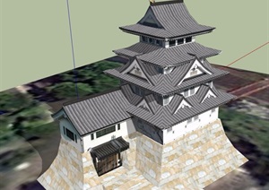 古建多层寺庙建筑设计SU(草图大师)模型