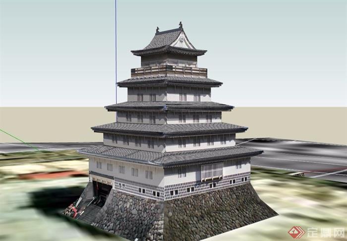 旅游古建筑寺庙设计su模型