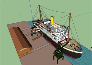 轮船详细设计SU(草图大师)模型