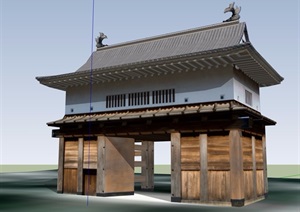 多层详细的旅游寺庙SU(草图大师)模型